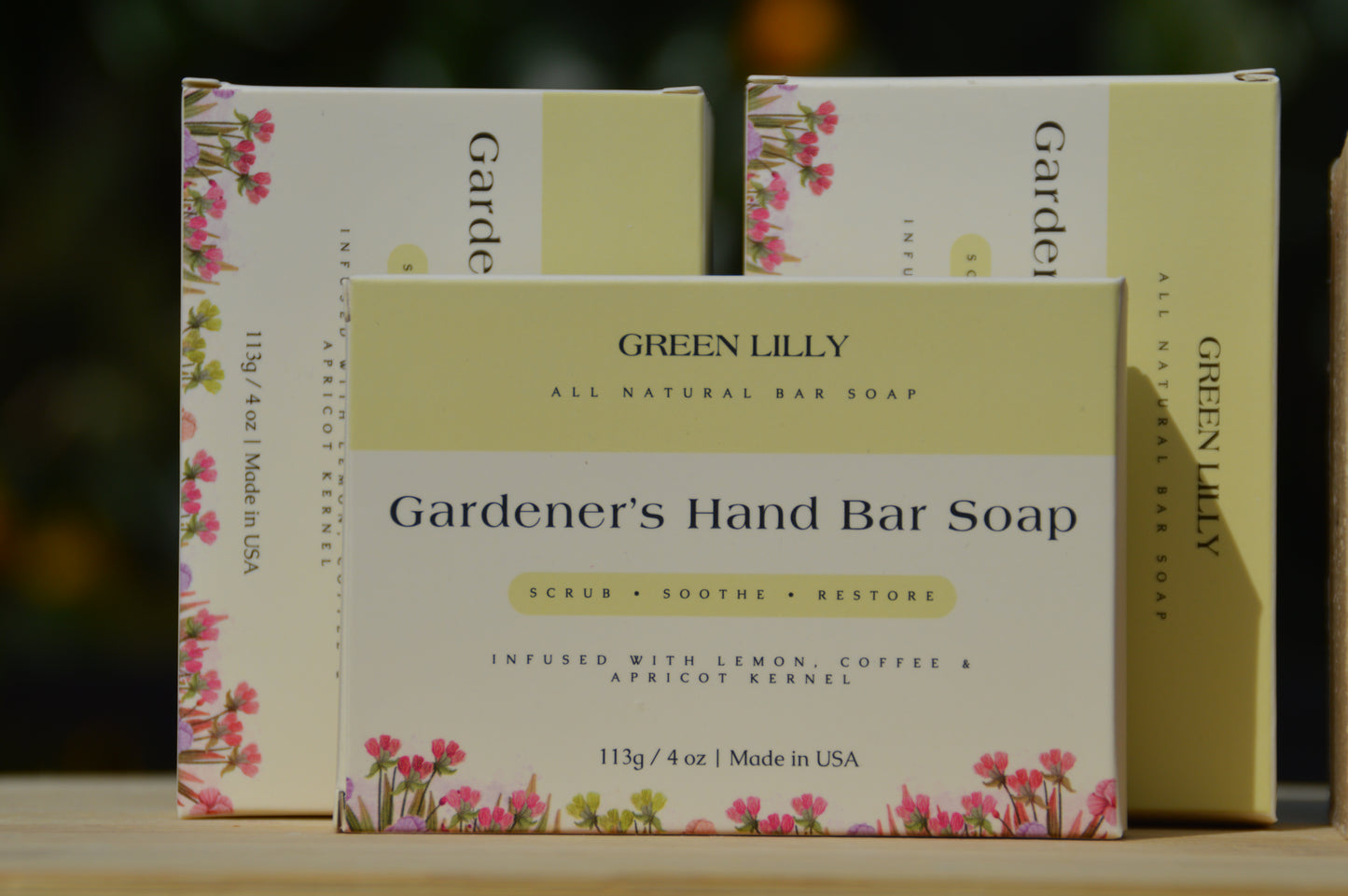 GREEN LILLY Gardener’s Hand Soap – Exfoliating Deep-Clean Bar (4 oz) - 3 pack
