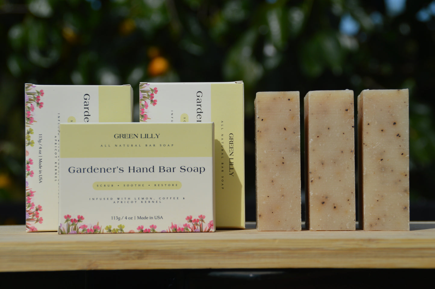 GREEN LILLY Gardener’s Hand Soap – Exfoliating Deep-Clean Bar (4 oz) - 3 pack