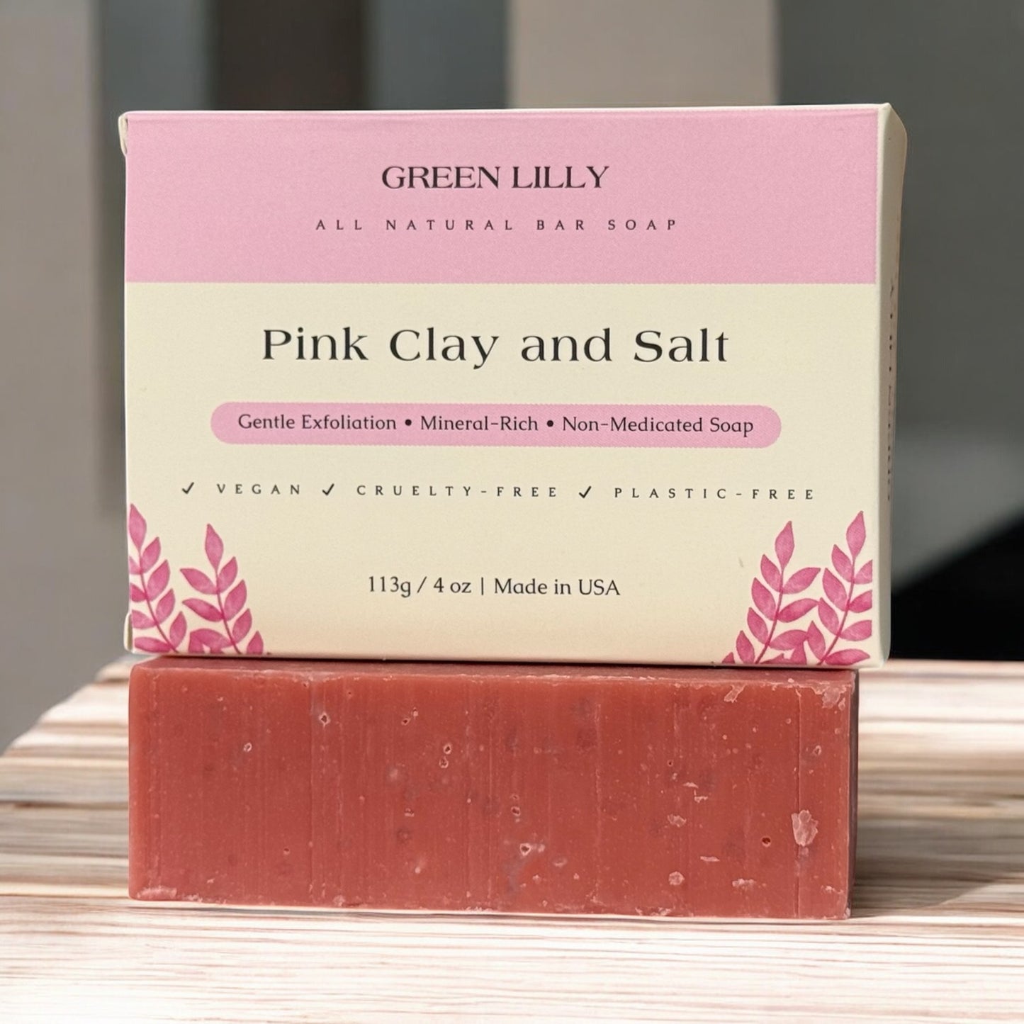 Green Lilly Pink Clay & Salt Soap 4 oz - 3 pack