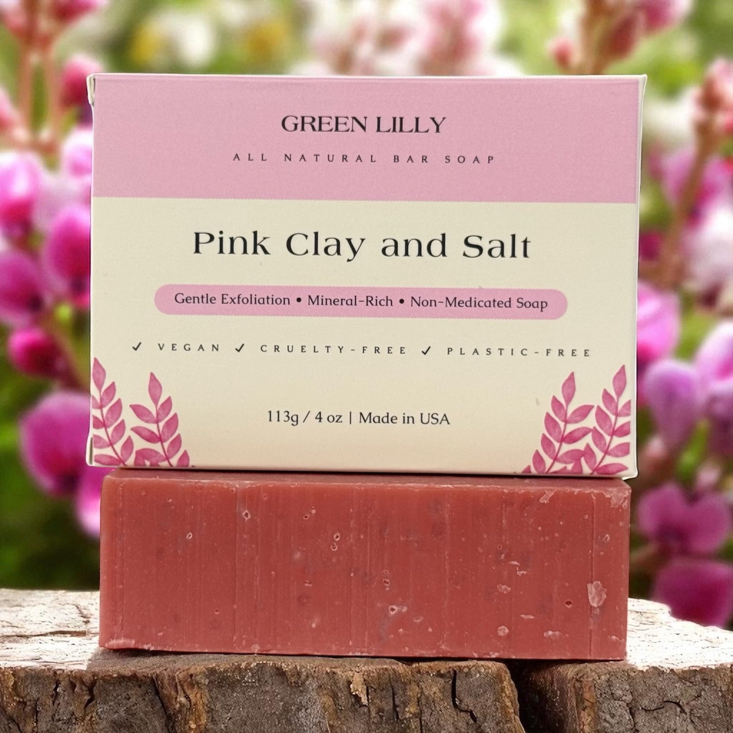Green Lilly Pink Clay & Salt Soap 4 oz - 3 pack